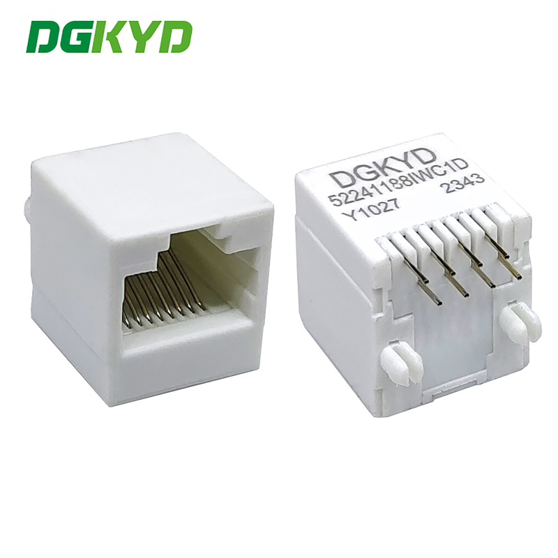 DGKYD52241188IWC1DY1027 8P8C RJ45 Connector Network Port Socket Vertical RJ45 All Plastic White