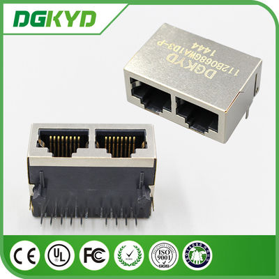 100M 1x2 Tab Down RJ45 Modular Jack PCB Connector with POE