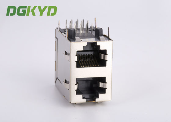 2x1 Modular Jack Stack Dual Port RJ45 Magnetics 100Mb Ethernet Connector