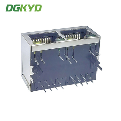 DGKYD112B002AA1A1D Rj45 1X2 8P8C 100M Integrated Filter Connector Yellow Green LED