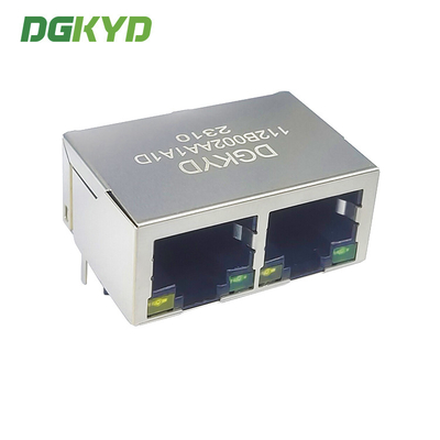 DGKYD112B002AA1A1D Rj45 1X2 8P8C 100M Integrated Filter Connector Yellow Green LED