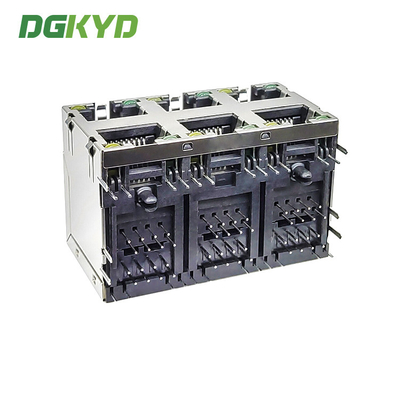 DGKYD59212388DB1A1DY1B022 RJ45 Ethernet Socket 2X3 Port 8P8C Modular Socket With Isolation Spring LED