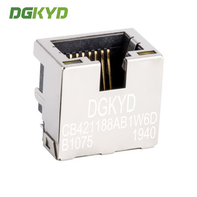 Metal Shielded Dip Low Profile Rj45 Jack SMT RJ45 connector sink board 4.2 DIP with shield and light DGKYDCB421188AB1W6DB1075