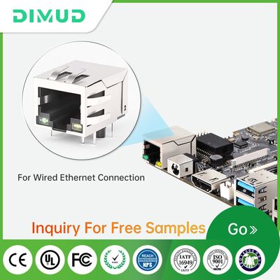 DGKYD RJ45 Single Port Connector 100M Shielded Side Entry PCB Mount