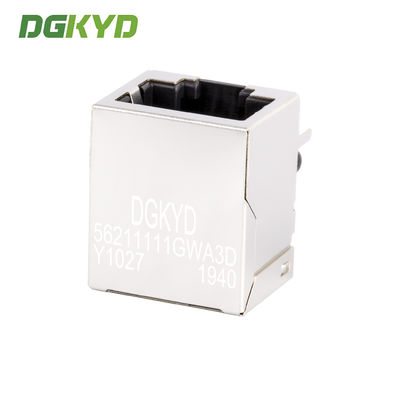 Single port RJ45 female socket interface without light strip shielding and transformer shield 10 pins 10 contacts rj 45 LAN jack connector  DGKYD56211111GWA3DY1027