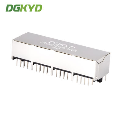 1x4 Right Angle Tab Down Shield RJ45 Connectors Quad Ports Ethernet Switch Sockets KRJ-5621S10P8C14QNL