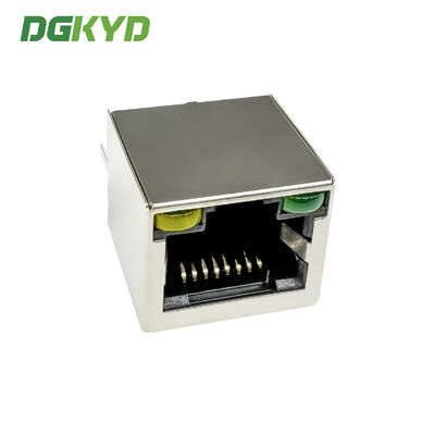 RJ45 vertical network socket 8P8C with light strip shielding gold plating 6U DGKYD52T1188AB1A1D20B4
