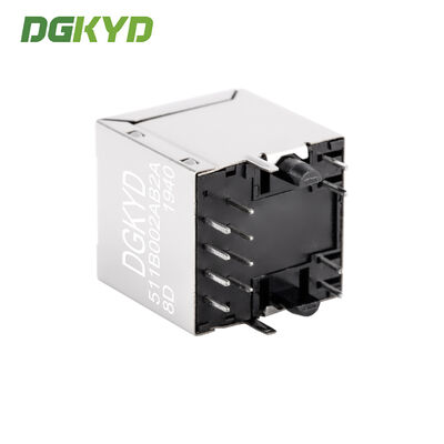 DGKYD511B002AB2A8D RJ45 100M 180 Degree Direct Plug Network Connector 8PIN With Light And Shielded Socket