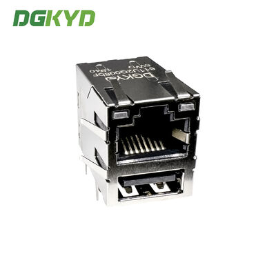 RJ45+USB2.0 network connector with light and shielding interface socket DGKYD611U2Q008DF5WD