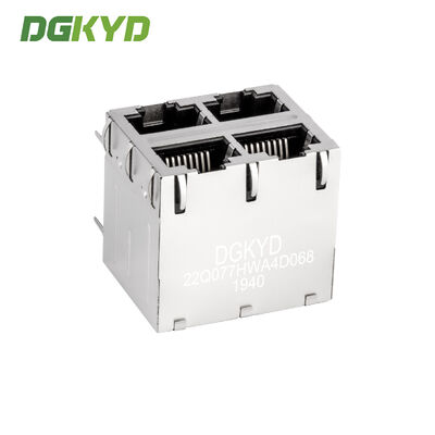 RJ45 Connector Modular Jack with Internal Magnetics 2X2 Port Configuration CAT6 Compatible