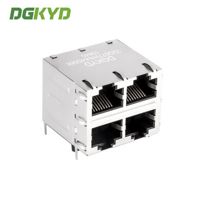 RJ45 Connector Modular Jack with Internal Magnetics 2X2 Port Configuration CAT6 Compatible