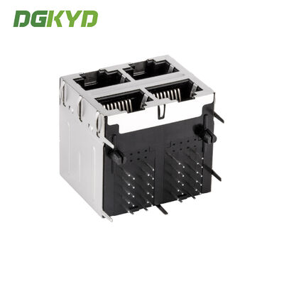 RJ45 Connector Modular Jack with Internal Magnetics 2X2 Port Configuration CAT6 Compatible