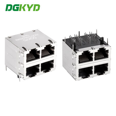 RJ45 Connector Modular Jack with Internal Magnetics 2X2 Port Configuration CAT6 Compatible