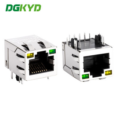 Side Entry RJ45 Magnetics Jack with LED for 100Mb Ethernet Applications KRJ-H001YGENL