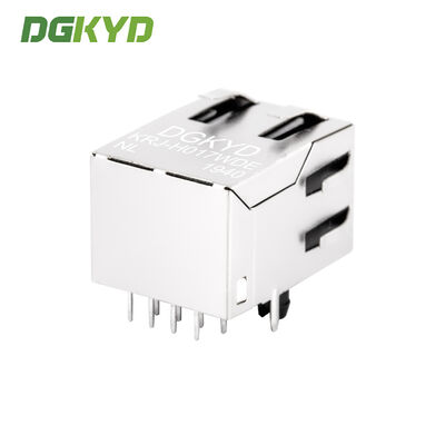 Shielded Single Port RJ45 PCB Connector with Transformer for Megabit Ethernet