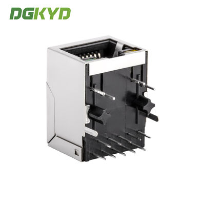 Single Port Gigabit Ethernet 10 Pins PCB Shielded RJ45 Modular Jack with Green/Yellow LED