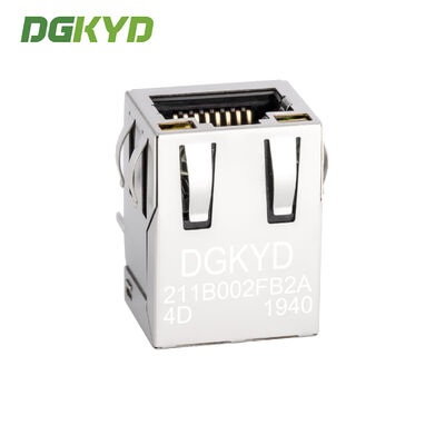 RJ45 Modular Jack with Gold Plating 6u Single Port and LED for PCB Applications