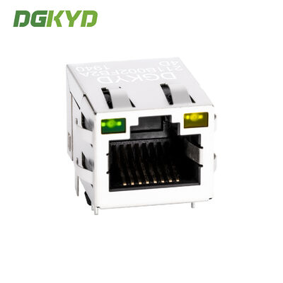 RJ45 Modular Jack with Gold Plating 6u Single Port and LED for PCB Applications