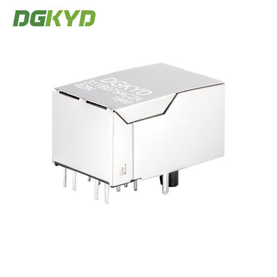 RJ45 modular jack with 100MB filter, LED status indicator, and shielded metal connector for network interfaces