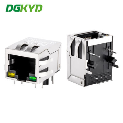 Tab Down 1x1 Port 1000 Base-T RJ45 Shielded Connector Ethernet LAN Modular Jack with Integrated Magnetics