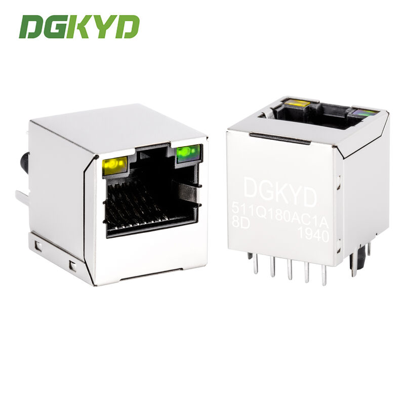 Vertical 180° Straight Insertion RJ45 Connector Gigabit Integrated Filter Single Port RJ45 Jack