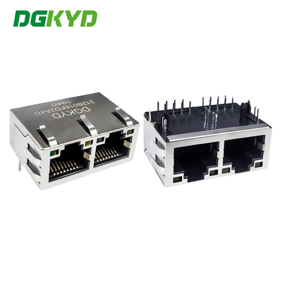 RJ45 Ethernet-Anschlussanschluss 8P8C mit Lichtstreifenschirmung mit horizontaler Steckdose für zwei Anschlüsse DGKYD212B016FD2A4D