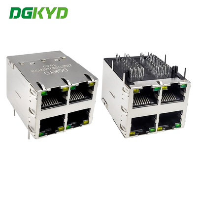 RJ45 gestapelte Schnittstelle 2X2 Ethernet-Steckdose mit Lichtstreifen-Schutz POE Gigabit-Anschluss DGKYD22Q277DB2A4DP068 (POE+)