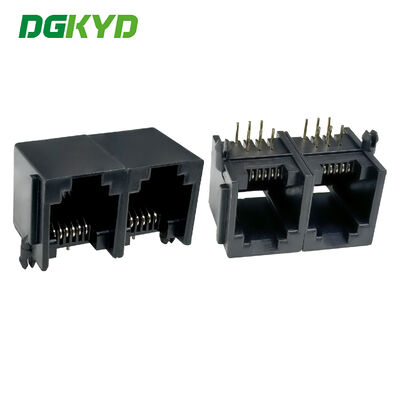 RJ11 weibliche Steckdose Schnittstelle Doppel-Ports-Steckdose Voller Kunststoff lichtloser Steckverbinder Industrieller Ethernet-Anschluss DGKYD5521E1266IWA1DY1