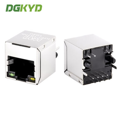 KRJ-181NL 180 Grad Cat5e Rj45 Steckverbinder Vertikalmaschenausgang Steckdose RoHS mit inneren Magneten und LED