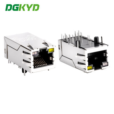 Ethernet-Verbindungsstück LED G/O/Y DGKYD411Q117DF5A1DP Gigabit-Band POE 12 Pin Single Port RJ45