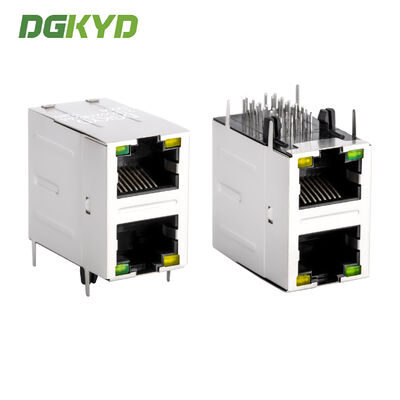 100 Base-T Stapel 2 Port RJ45 Jack Modul mit magnetischem Ethernet-Filter im rechten Winkel
