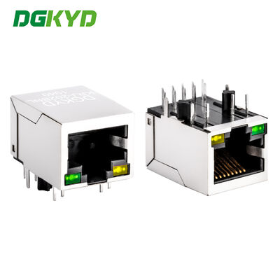 Single Port Gigabit Ethernet 10 Pins PCB abgeschirmt RJ45 Modular Jack mit grüner/gelber LED