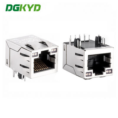 RJ45 geschützter Stecker mit 100 Mbps-Filter-Doppelfarben-LED-Indikator und 6U-Goldplattierung