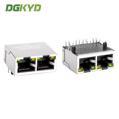 Multi-Port 1X2 RJ45-Steckverbinder mit integriertem Gigabit-Filter und 10-poligen vergoldeten Kontaktstiften